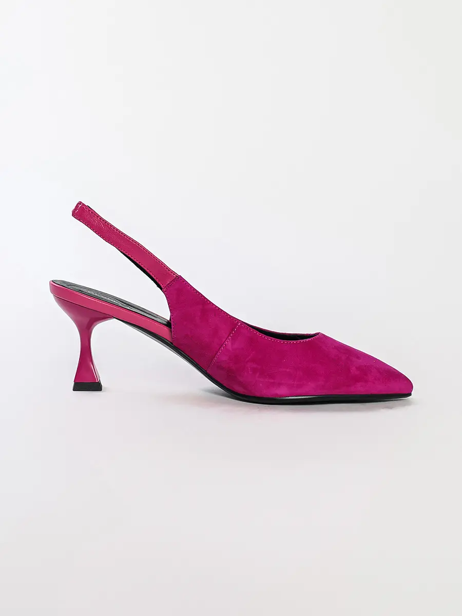 Туфли-слингбэки цвета фуксии на высоком каблуке